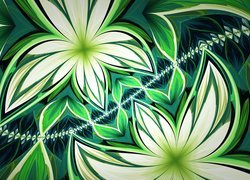 Biało-zielone kwiaty w grafice