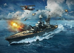Bitwa morska w grze komputerowej World of Warships
