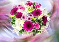 Bukiet kolorowych kwiatów w grafice