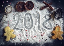 Nowy Rok, Napis, 2018, Mąka, Ciasteczka