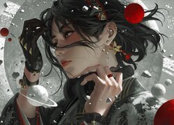 Grafika, Ciemnowłosa, Dziewczyna