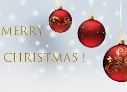Dekoracja, Boże Narodzenie, Czerwone, Bombki, Życzenia, Merry Christmas