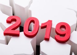 Nowy Rok, 2019, Tło, Czerwone, Cyfry