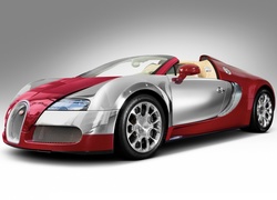 Czerwono-srebrny samochód Bugatti Veyron