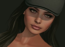 Długowłosa kobieta w czapce w grafice 2D