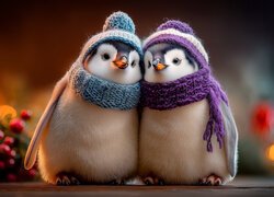 Pingwiny, Czapki, Szaliki, Grafika AI