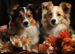 Dwa, Psy, Kwiaty