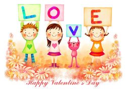 Dzieci, Walentynki, Miłość, Grafika 2D