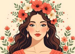 Dziewczyna, Kwiaty, Grafika 2D