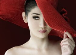 Dziewczyna, Czerwony, Kapelusz