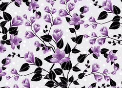 Fioletowe kwiatki z czarnymi listkami