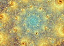 Fraktal spiralny w żółtej tonacji