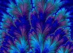 Fraktal z niebiesko-fioletowymi piórami
