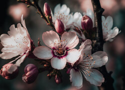 Kwiaty, Gałązka, Grafika, Drzewo owocowe