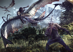 Geralt w walce z potworami w grze Wiedźmin 3