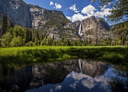 Stany Zjednoczone, Stan Kalifornia, Park Narodowy Yosemite, Góry, Rzeka, Drzewa