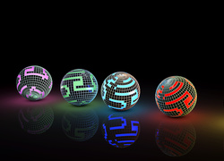 Graficzne kule w odblaskowych kolorach w 3D