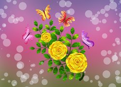 Kwiaty, Motyle, 2D