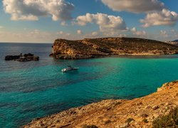 Cieśnina, Błękitna Laguna, Morze, Skały, Jacht, Malta