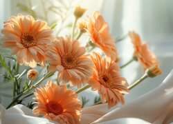 Kwiaty, Jasnopomarańczowe, Gerbery