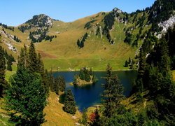 Jezioro Bergsee, Góry, Kanton Berno, Szwajcaria