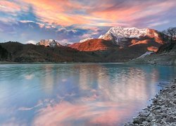 Jezioro, Lago di Gramolazzo, Góry, Las, Chmury, Prowincja Lukka, Włochy