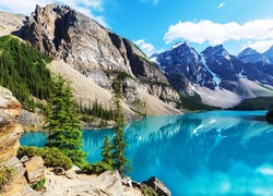 Jezioro Moraine w Parku Narodowym Banff w Albercie w Kanadzie