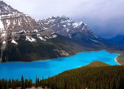 Park Narodowy Banff, Jezioro, Peyto Lake, Góry, Chmury, Prowincja Alberta, Kanada