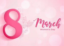 Kartka na Dzień Kobiet na różowym tle