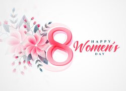 Dzień Kobiet, Data, Kwiatki, Białe tło