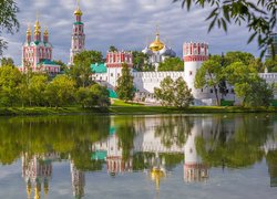 Rosja, Moskwa, Klasztor, Muzeum, Monaster Nowodziewiczy, Rzeka Moskwa, Kościół, Drzewa