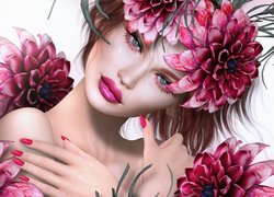 Grafika 2D, Kobieta, Kwiaty