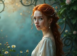 Kobieta, Długie, Rude, Włosy