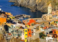 Kolorowe, Domy, Morze Śródziemne, Cinque Terre, Vernazza, Włochy