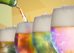 Alkohol, Drinki, Kolorowe, Kieliszki, 2D