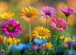 Kolorowe, Kwiaty, Gerbery, 2D