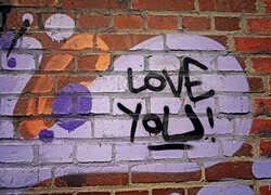 Graffiti, Ściana, Napis, Love You