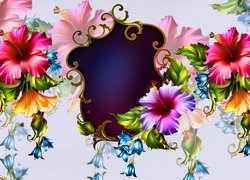 Kolorowe hibiskusy na tle lustra