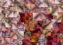 Kolorowe kwadraty i kwiaty w grafice