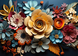 Kwiaty, Kolorowe, Grafika, 2D, Liście