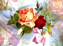 Kolorowe róże w 2D