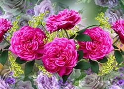 Kolorowe róże w grafice 2D
