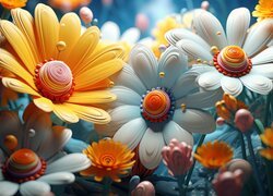 Kolorowe sztuczne kwiaty w grafice