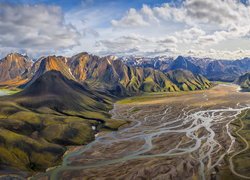 Góry, Rzeka, Rozlewiska, Dolina, Kompleks, Wulkaniczny, Torfajokull, Islandia