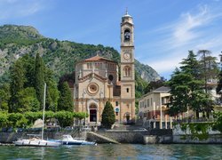 Włochy, Tremezzo, Prowincja Como, Jezioro Como, Góra Crocione, Kościół, Church of San Lorenzo