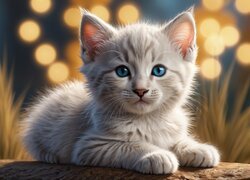 Kot, Niebieskie, Oczy, Grafika