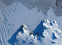 Antarktyda, Śnieg, Lodowiec, Matusevich Glacier, Skały, Z lotu ptaka