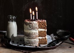 Tort, Trzy, Świeczki, Urodziny
