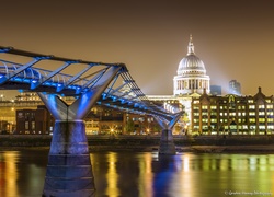 Anglia, Londyn, Most Millennium Bridge, Rzeka Tamiza, Katedra św. Pawła