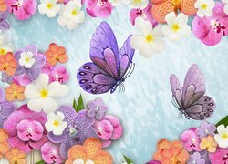 Motylki i kwiaty w grafice